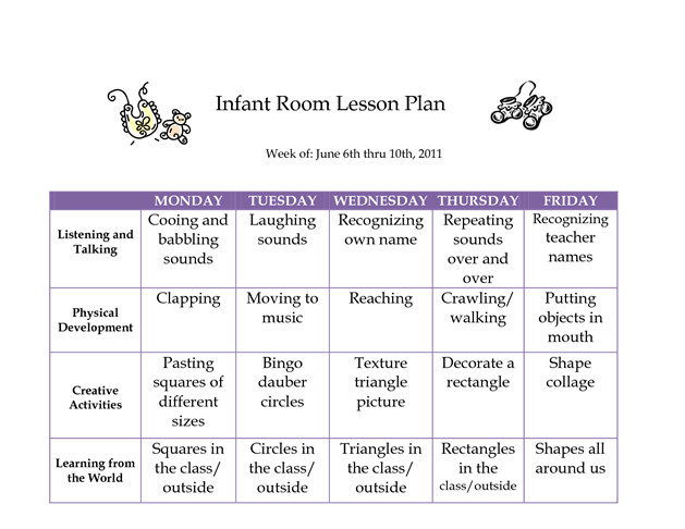 Infant Room Lesson Plans June 2011 Infant Curriculum Westlake Childcare Page 2