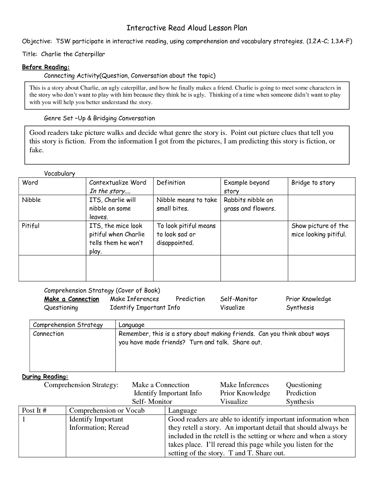 Interactive Read Aloud Lesson Plan 16 Best Of Interactive Reading Worksheets Free