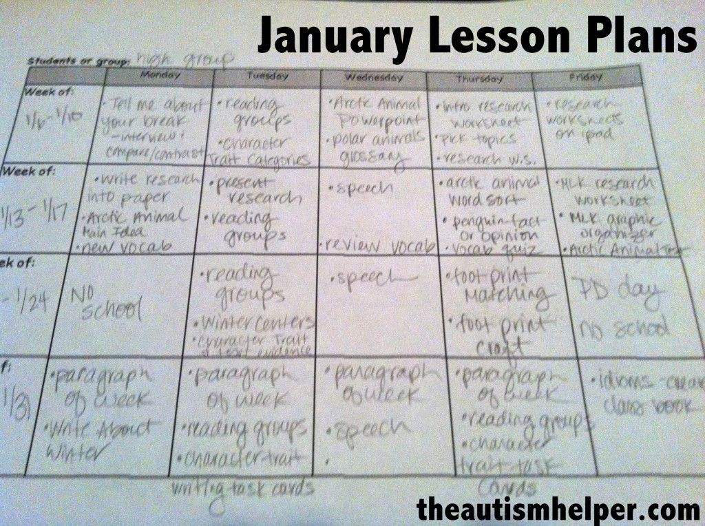 January Lesson Plans for Preschool January Lesson Plans