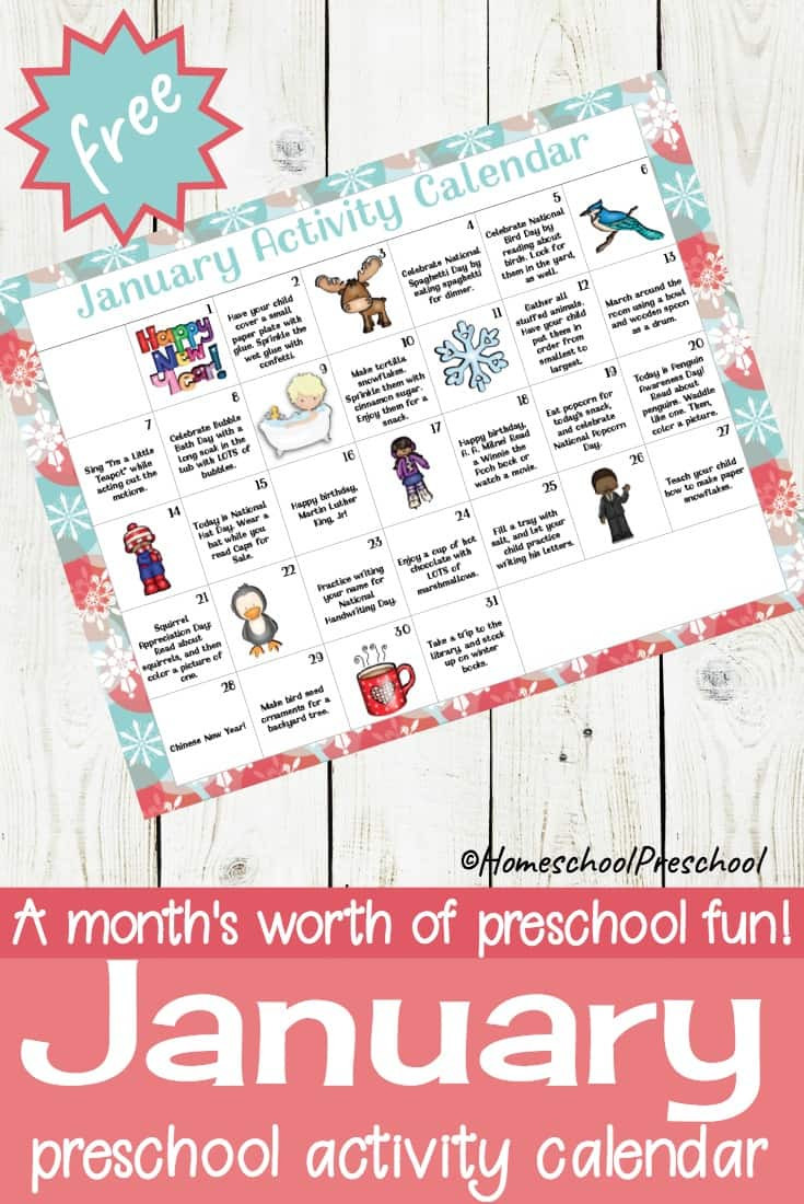 January Lesson Plans for toddlers Free Printable January Preschool Activity Calendar Money