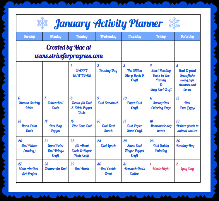 January Lesson Plans for toddlers Homeschool January Activity Planner