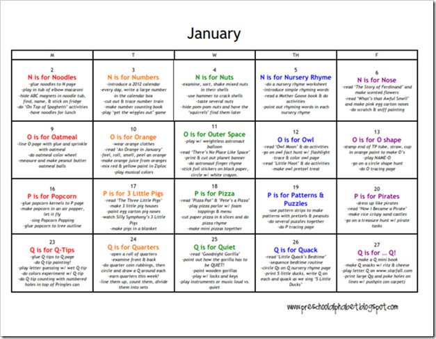 January Lesson Plans for toddlers Preschool Alphabet Preschool Plan for January