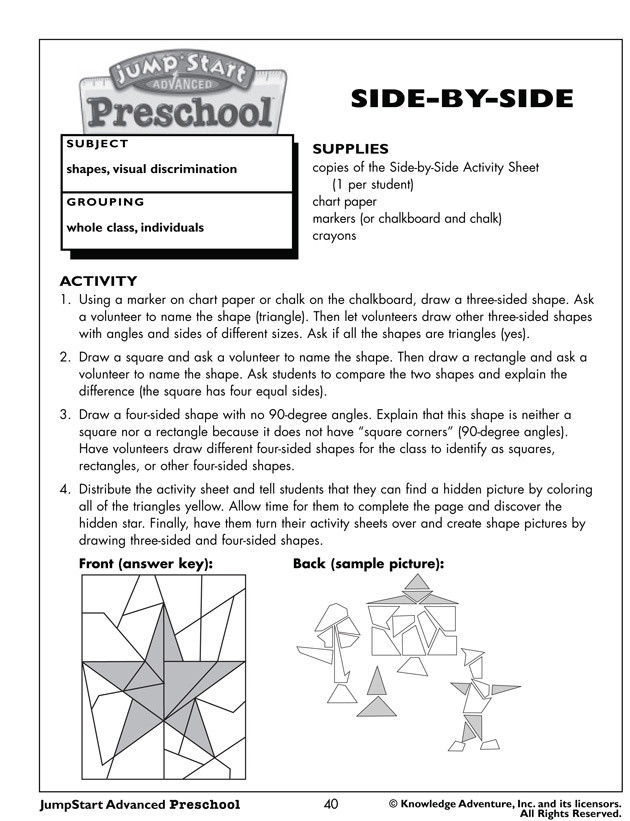 Kindergarten Math Lesson Plans Side by Side Free Preschool Math Lesson Plans