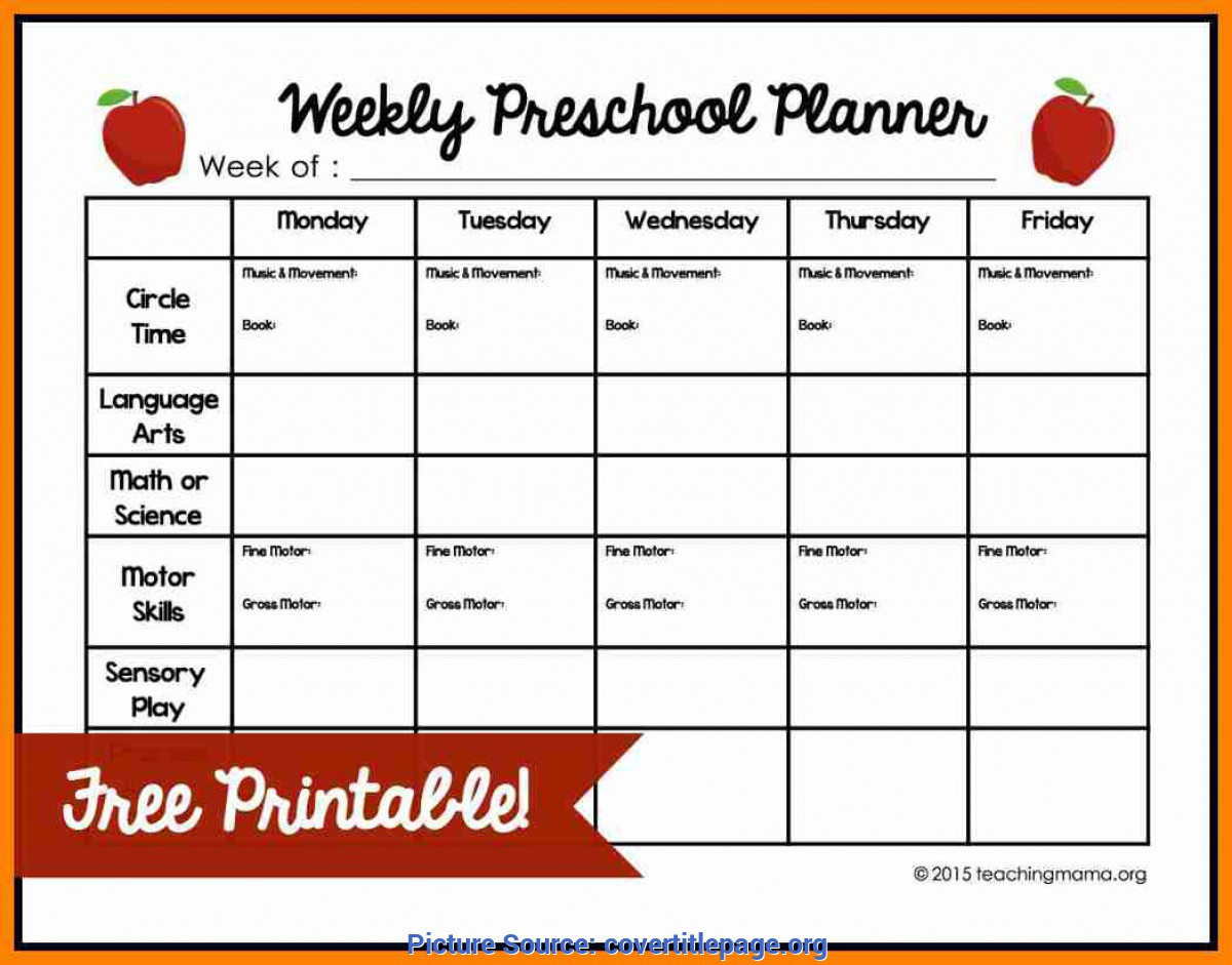 Lesson Plan Activities Preschool Lesson Plan Template