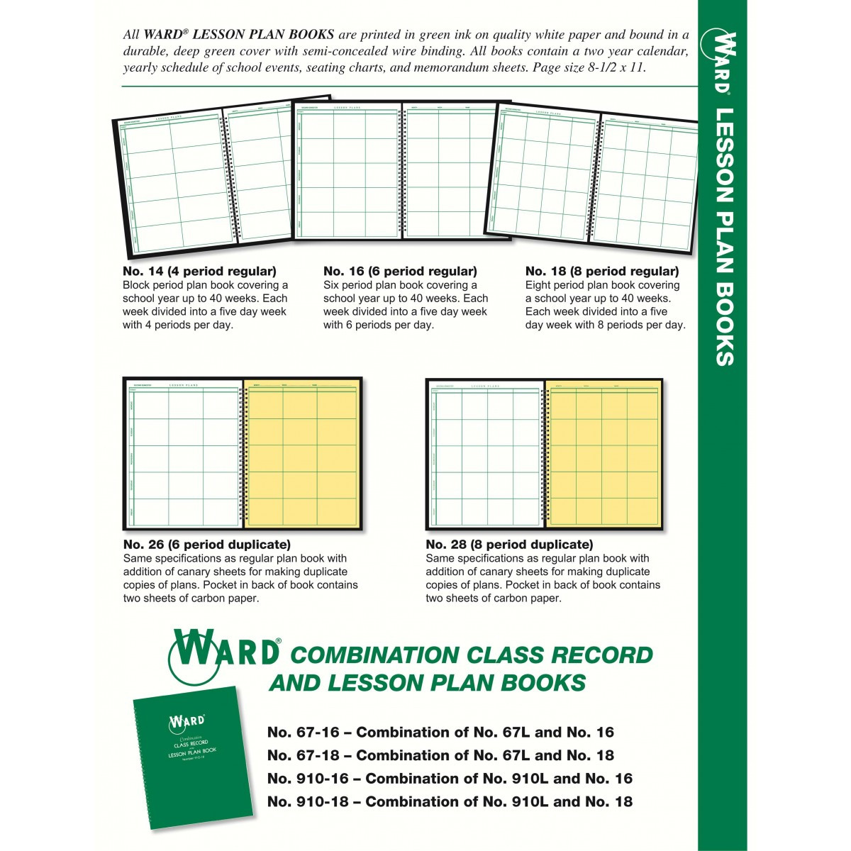 Lesson Plan Book Sa 910 18 Ward Bination Class Record &amp; Lesson Plan