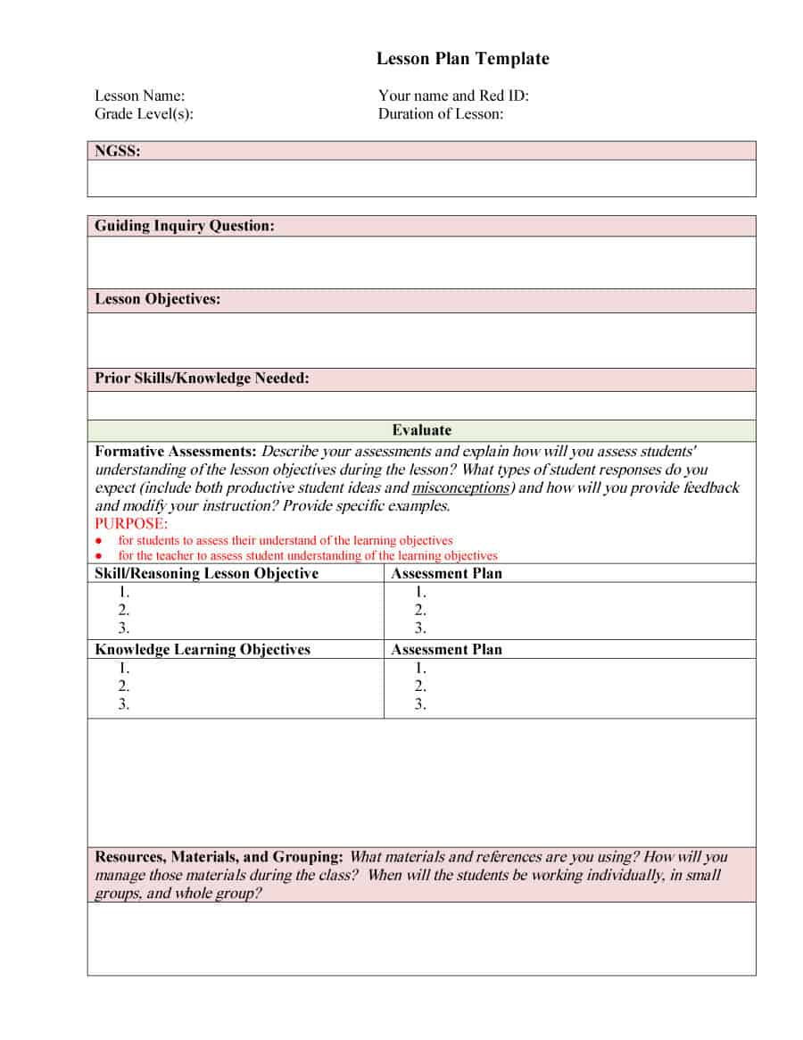 Lesson Plan Example 5 Free Lesson Plan Templates Excel Pdf formats