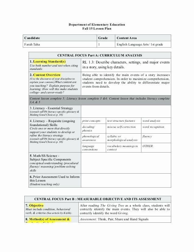 Lesson Plan Example for Elementary 25 Co Teaching Lesson Plan Template In 2020
