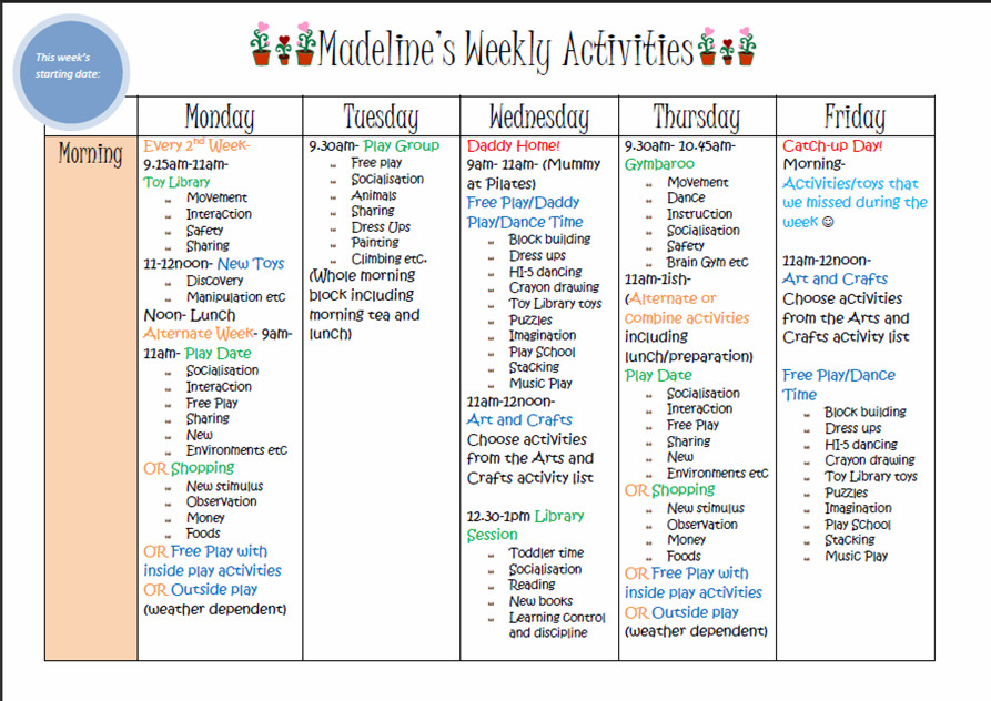 Lesson Plan for Kids Learn with Play at Home Weekly Kids Activity Planner