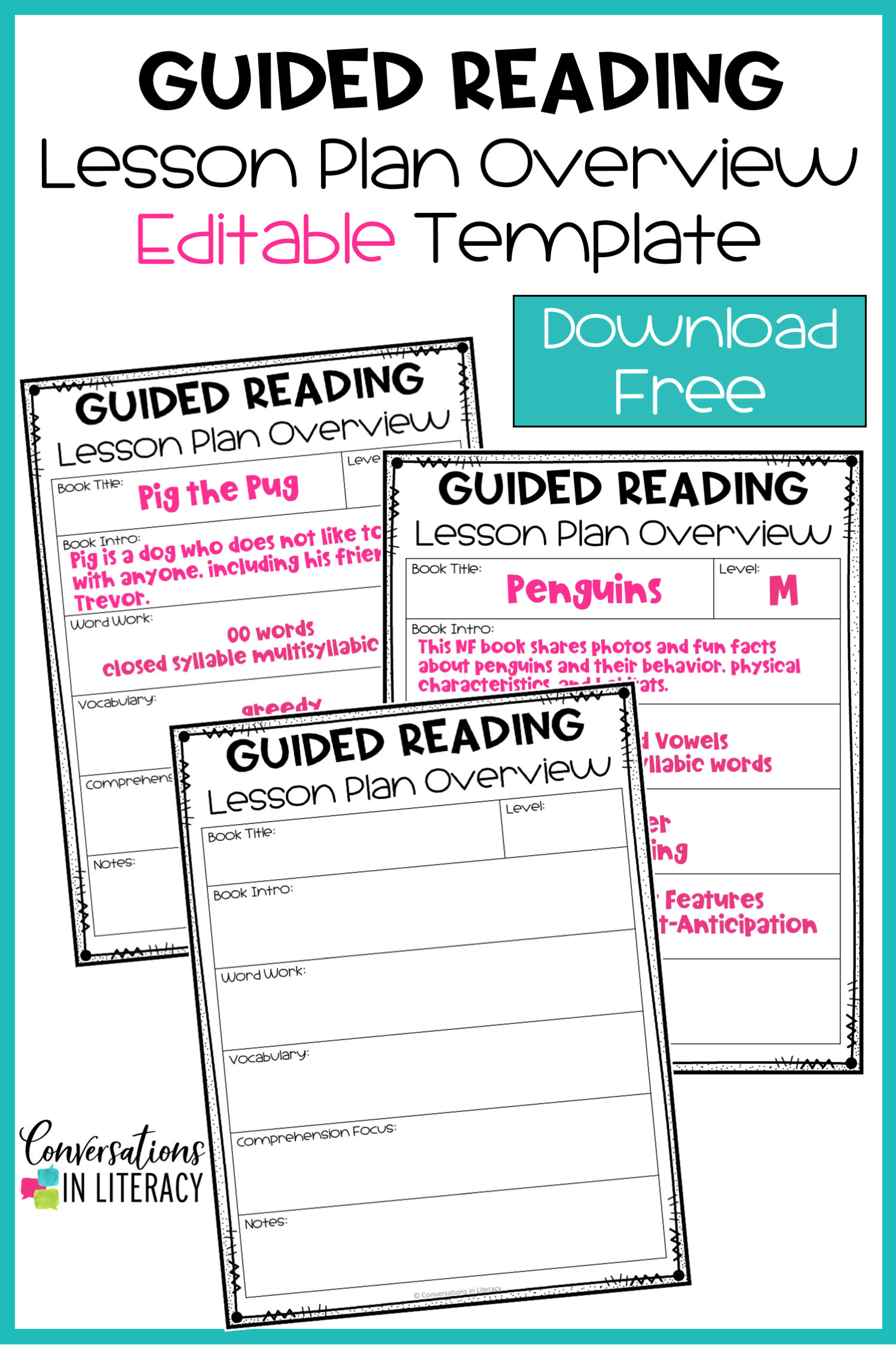 Lesson Plan for Kindergarten Reading Free Editable Guided Reading Lesson Plan Overview