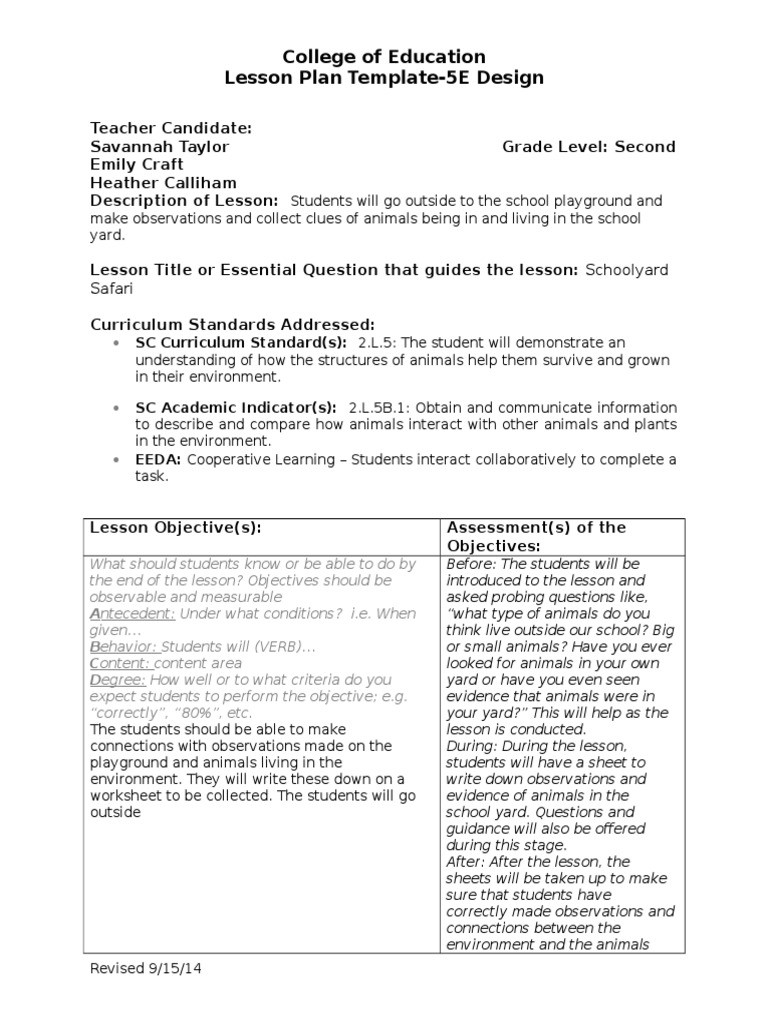 Lesson Plan for Science Science Lesson Plan Lesson Plan
