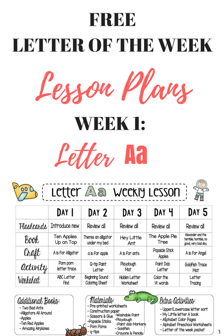 Lesson Plan Ideas Letter A Free Weekly Lesson Plan