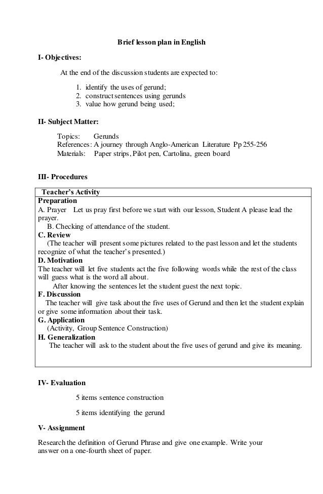 Lesson Plan Objectives Examples Sample Objectives In Lesson Plan In English