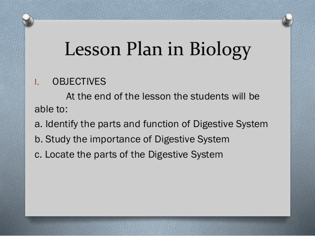 Lesson Plan Objectives Lesson Plan In Biology