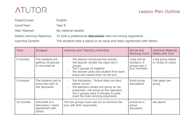Lesson Plan Outline What to Write In A Lesson Plan Outline with Free