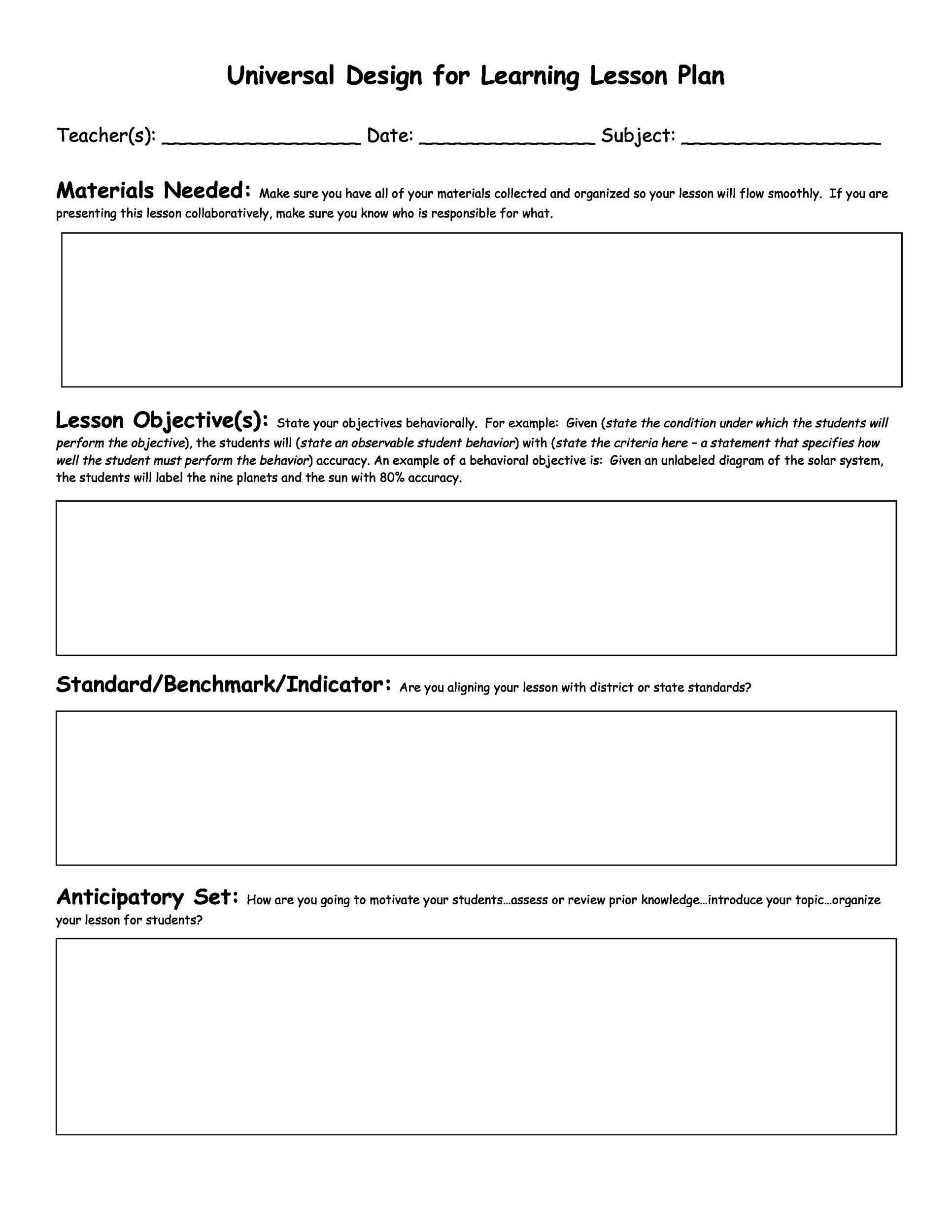 Lesson Plan Printable 44 Free Lesson Plan Templates [ Mon Core Preschool Weekly]
