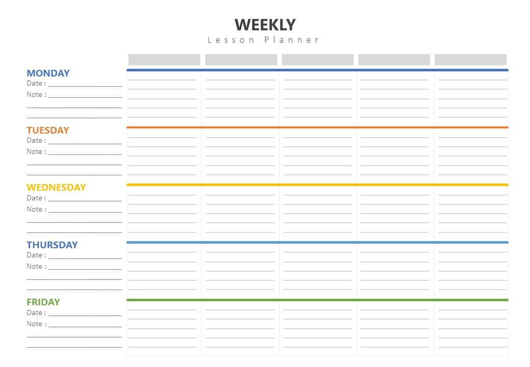 Lesson Plan Printable Weekly Lesson Plan Template