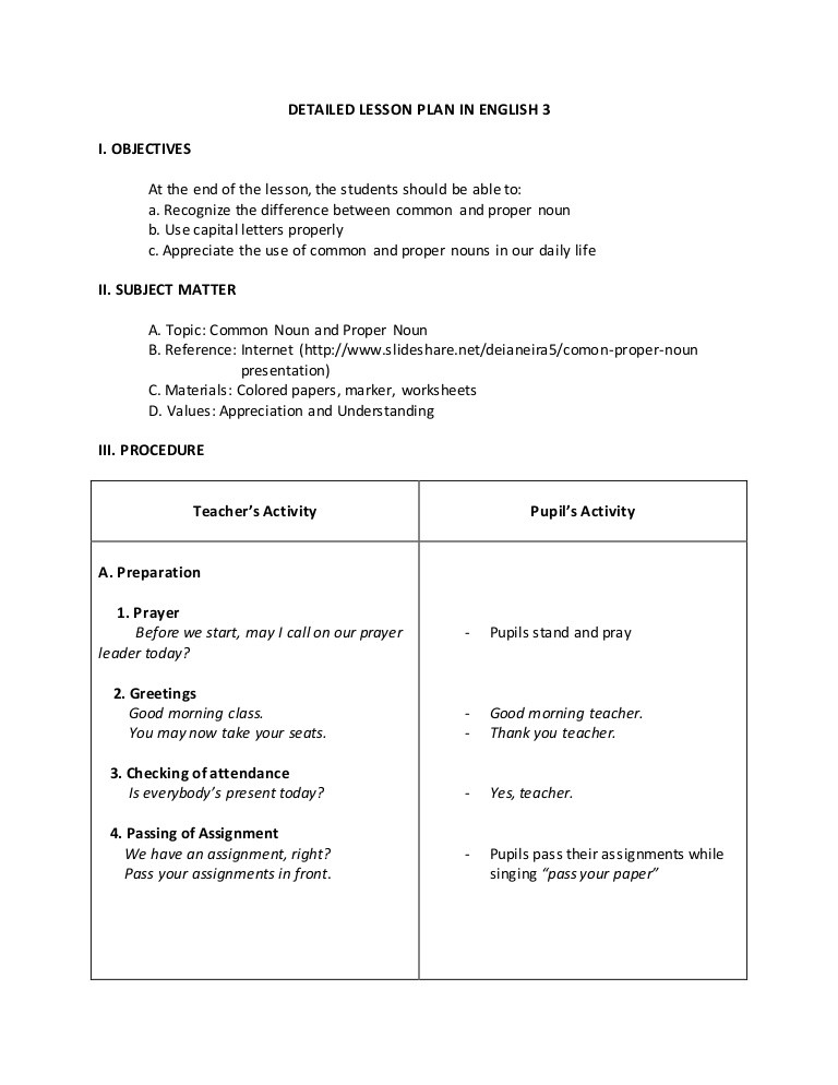 Lesson Plan Sample for Elementary Sample Detailed Lesson Plan In English for Elementary 40
