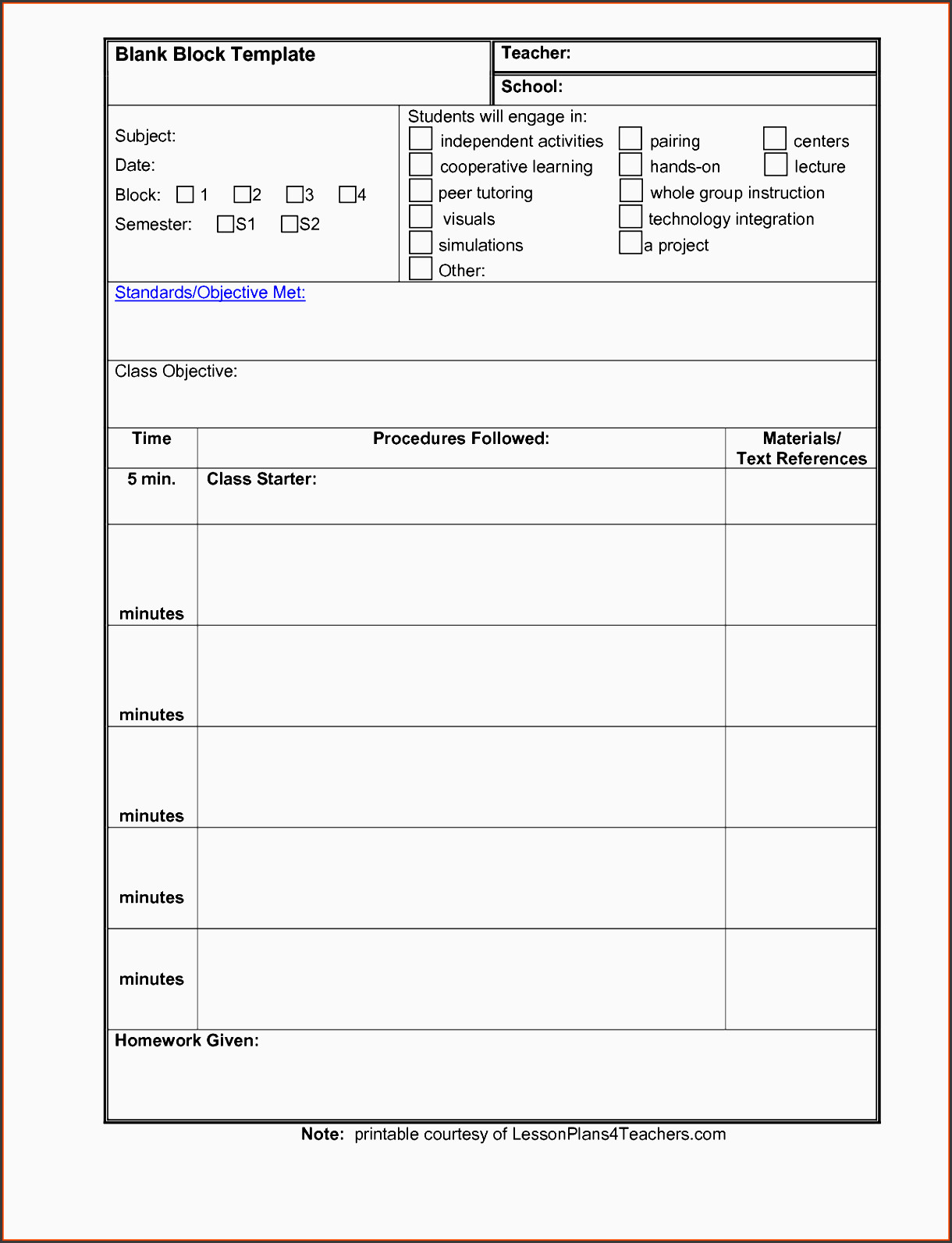 Lesson Plan Template Doc 4 Daily Lesson Planner Template Sampletemplatess