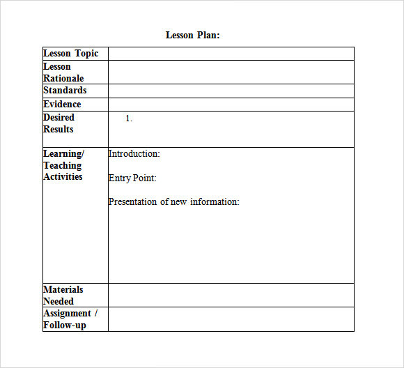 Lesson Plan Template Doc Free 8 Sample Lesson Plan Templates In Pdf