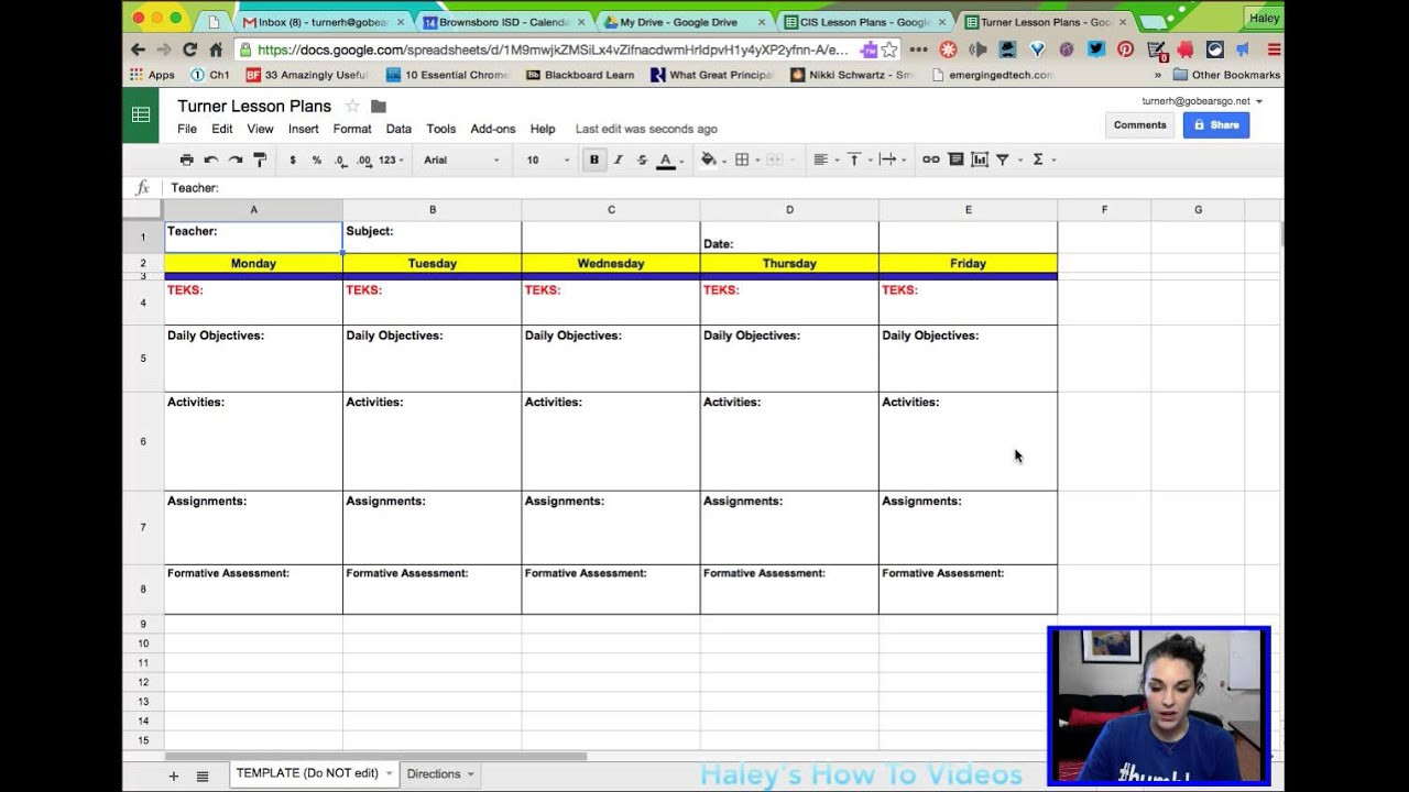 Lesson Plan Template Google Docs Creating Lesson Plans From A Template In Google Sheets