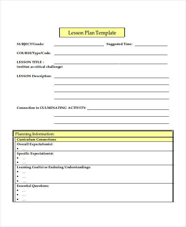 Lesson Plan Template Word 20 Lesson Plan Template Word In 2020