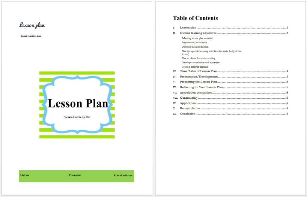 Lesson Plan Template Word Lesson Plan Templates Microsoft Word Templates