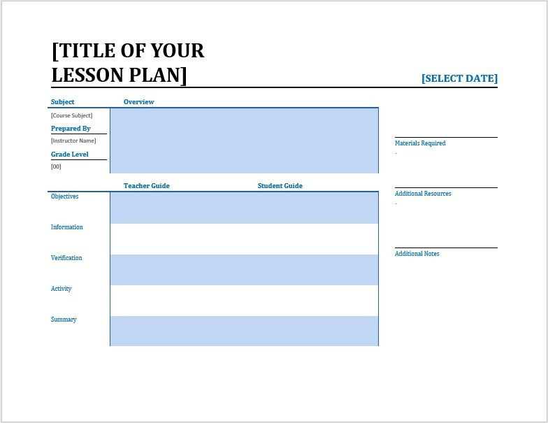 Lesson Plan Template Word Microsoft Word Templates Download Word Templates for Free