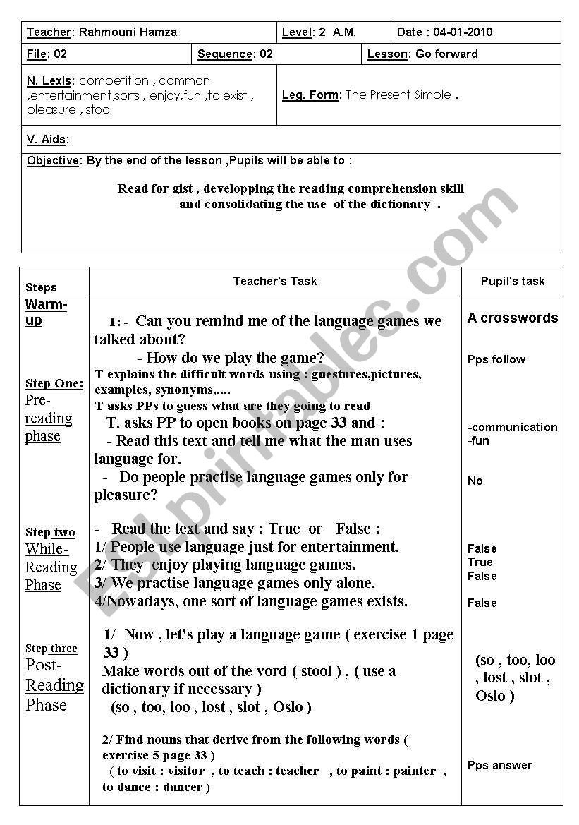 Lesson Plans for English Teachers A Magic Reading Lesson Plan Esl Worksheet by Afaf86