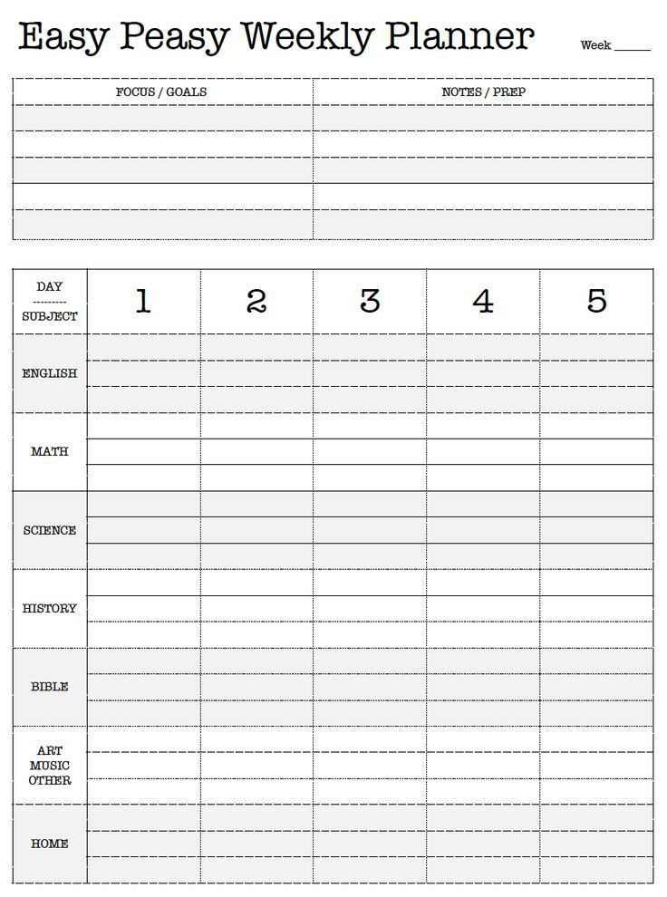 Lesson Plans that Work Free Printable Easy Peasy Weekly Planner Lesson Plan
