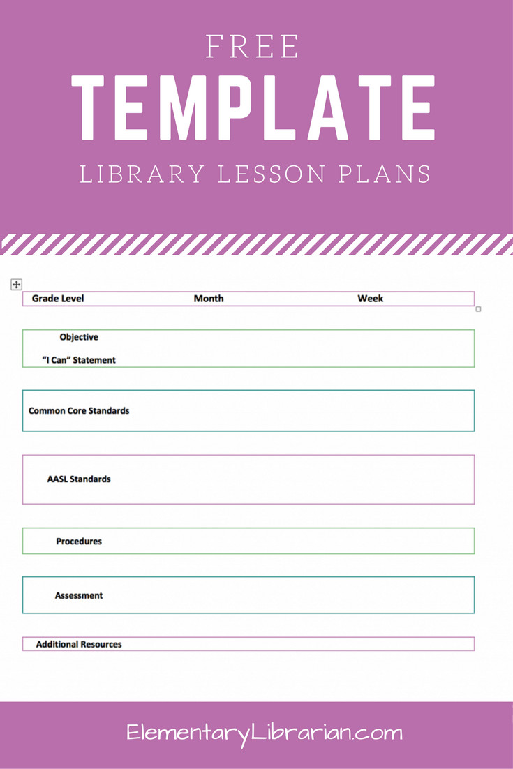 Library Lesson Plans Library Lesson Plan Template Elementary Librarian