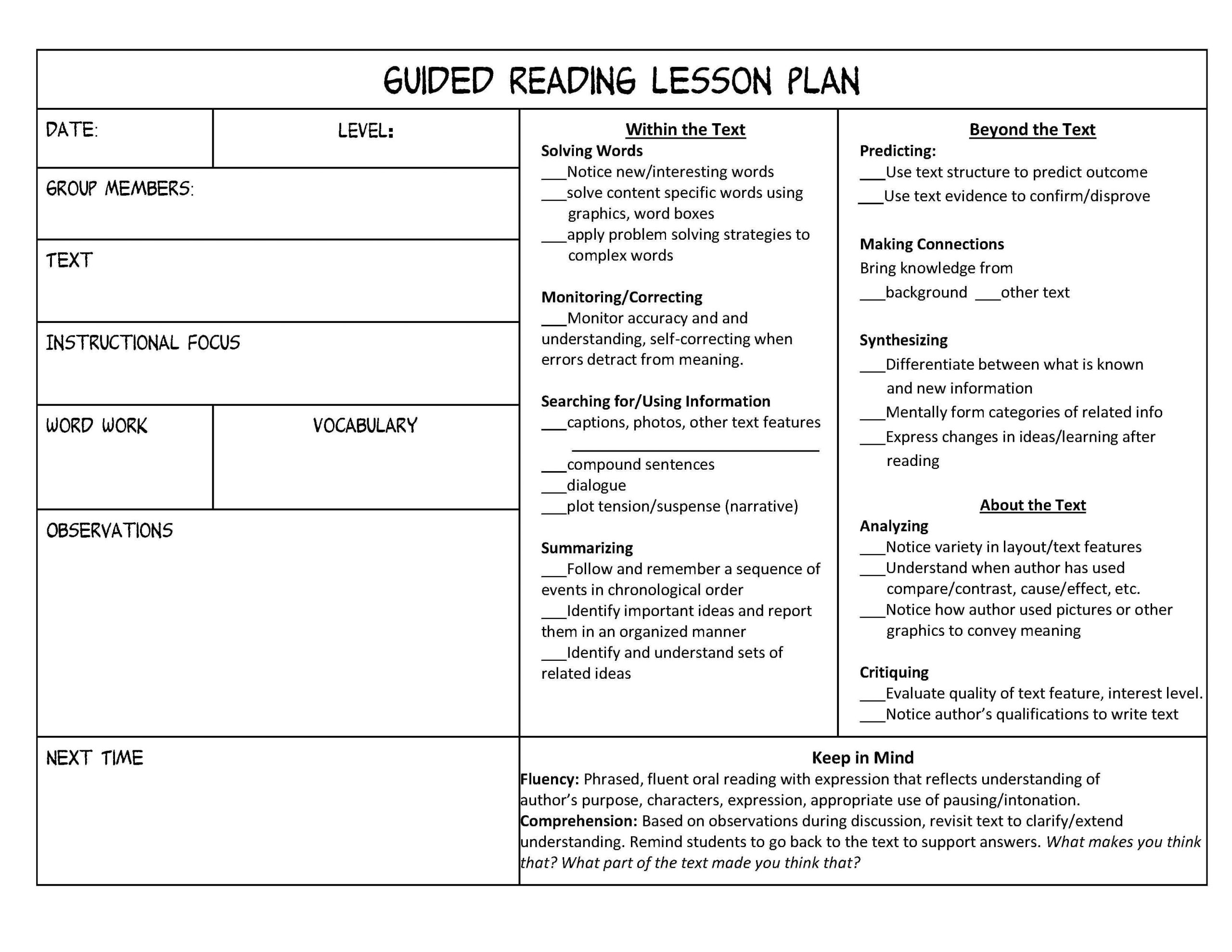 Literacy Lesson Plans All In E Guided Reading tool Kit