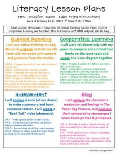 Literacy Lesson Plans Mrs Jones’ Literacy Lesson Plans for Her 2nd Grade &amp;a