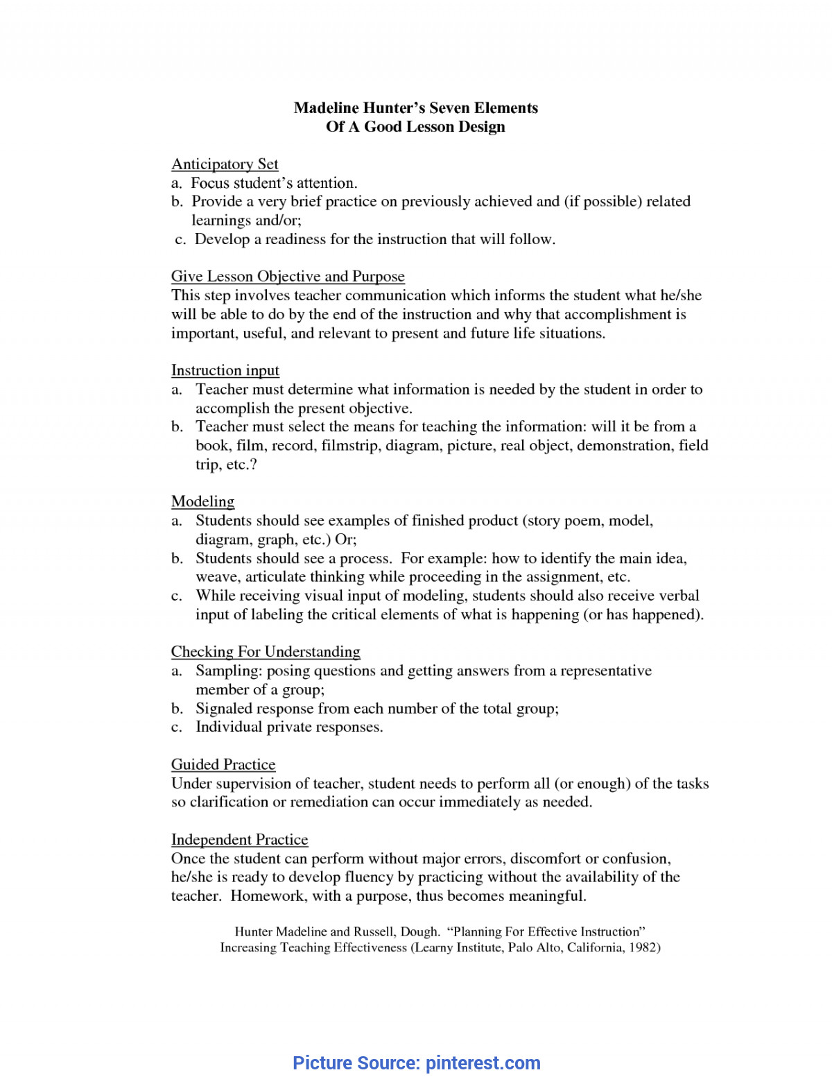 Madeline Hunter Lesson Plan Example Unusual Madeline Hunter Lesson Plan Word Madeline Hunter