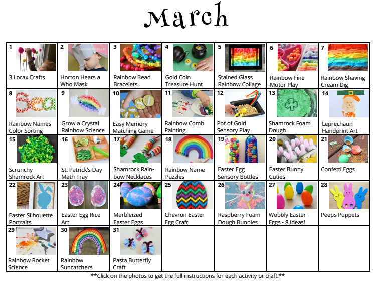 March Lesson Plans for Preschool 31 Days Of March Crafts &amp; Activities for Kids where