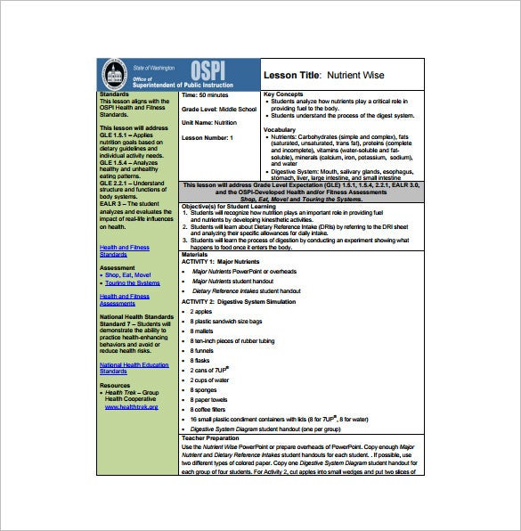 Middle School Lesson Plans Middle School Lesson Plan Template 8 Free Pdf Word