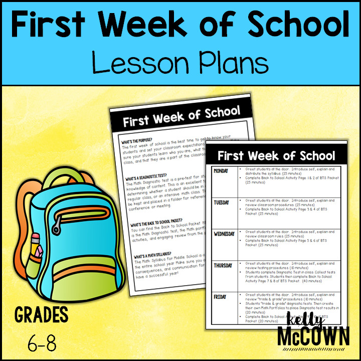 Middle School Math Lesson Plans Kelly Mccown First Week Of School Middle Math Lesson Plans
