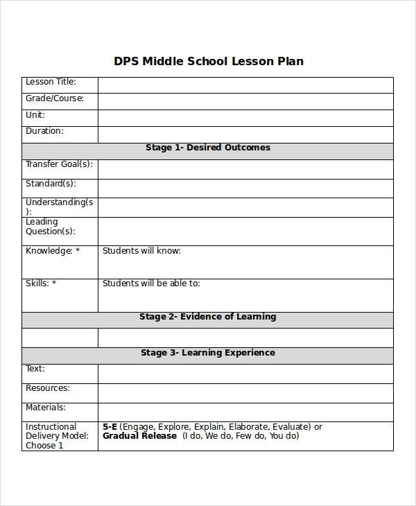 Middle School Pe Lesson Plans 20 Lesson Plan Template Middle School In 2020 with Images