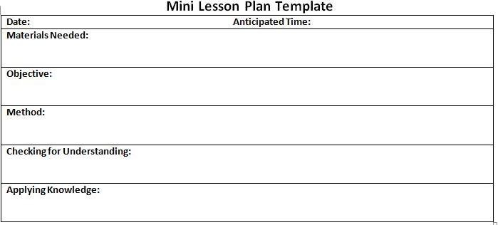 Mini Lesson Plan Template Architecture Of A Mini Lesson Template – nowok