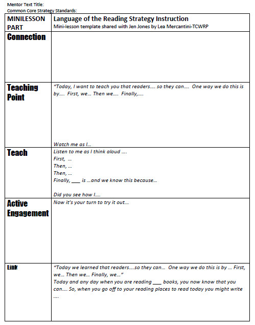 Mini Lesson Plan Template Hello Literacy Embracing Tier 2 [in the Rti Process] and