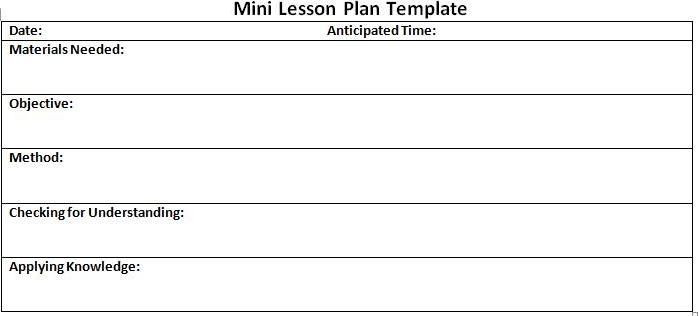 Mini Lesson Plan Template Mini Lesson Plan Template Lesson Plan Template