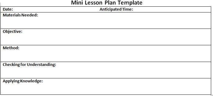 Mini Lesson Plan Template Mini Lesson Plan Template