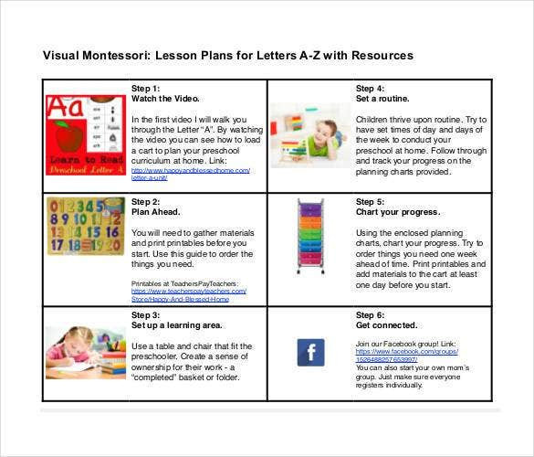 Montessori Lesson Plans 59 Lesson Plan Templates Pdf Doc Excel