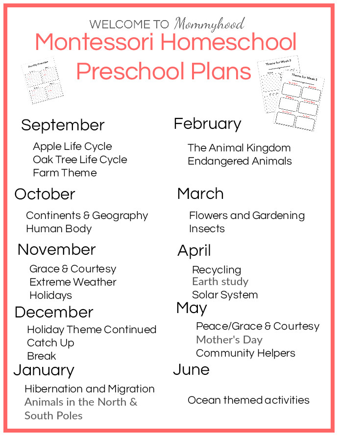 Montessori Lesson Plans Montessori at Home Preschool Plans Free Unit Study