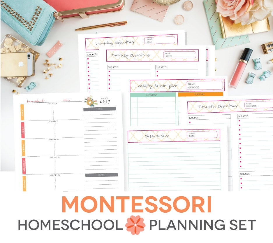 Montessori Lesson Plans Montessori Homeschool Printable Lesson Plan Weekly Calendar