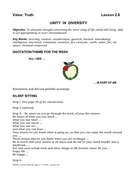 Multicultural Lesson Plans Unity In Diversity Lesson Plan for 1st 3rd Grade