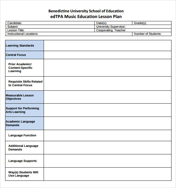 Music Lesson Plan Template Free 7 Sample Music Lesson Plan Templates In Pdf