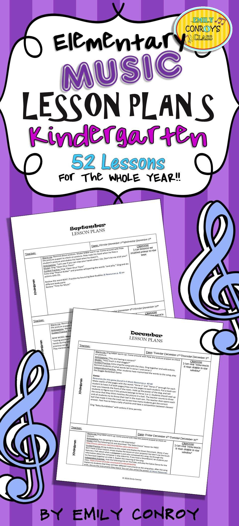 Music Lesson Plans for Preschool Kindergarten Music Lesson Plans Set 1