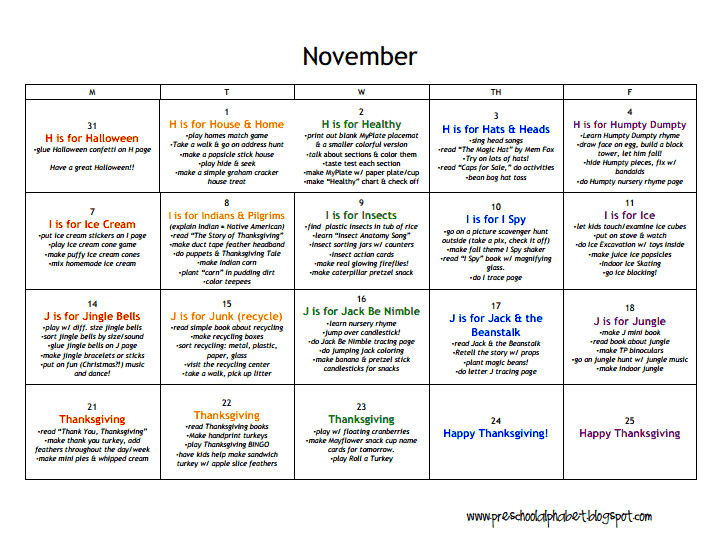 November Lesson Plan themes Lesson Plans Preschool November Pdf