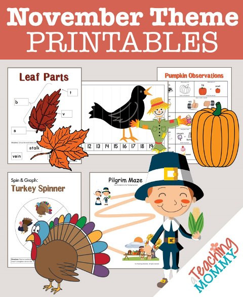 November Lesson Plans Preschool Free November themed Printables • A Teaching Mommy