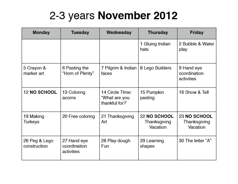 November Lesson Plans Preschool Nursery School Lesson Plans thenurseries